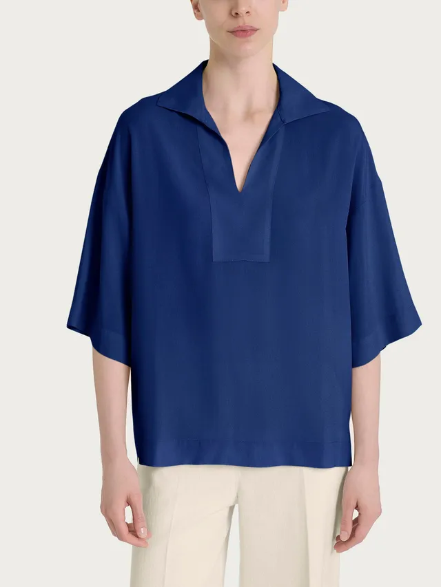 Ragno EcoSeta Blusa Polo Blueberry Boxy Viscosa