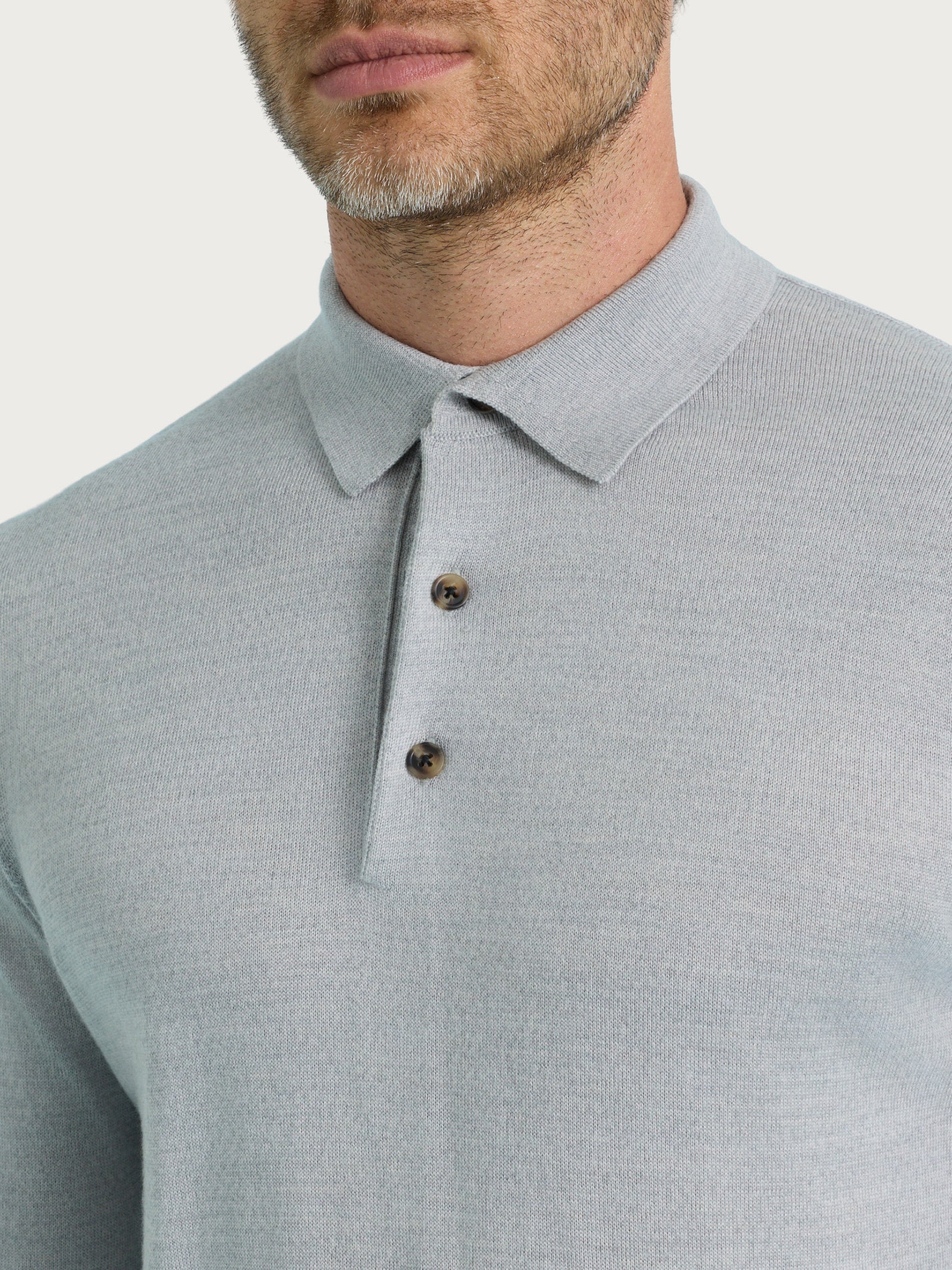 Ragno Merino Soft polo manica lunga Grey Mel. lana merino