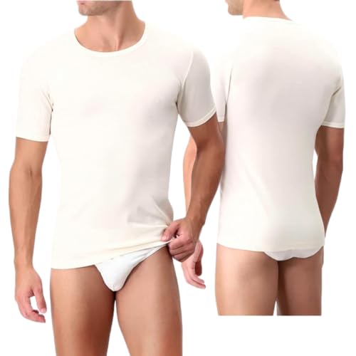 Lady C maglia intima uomo maniche corte lana cotone S