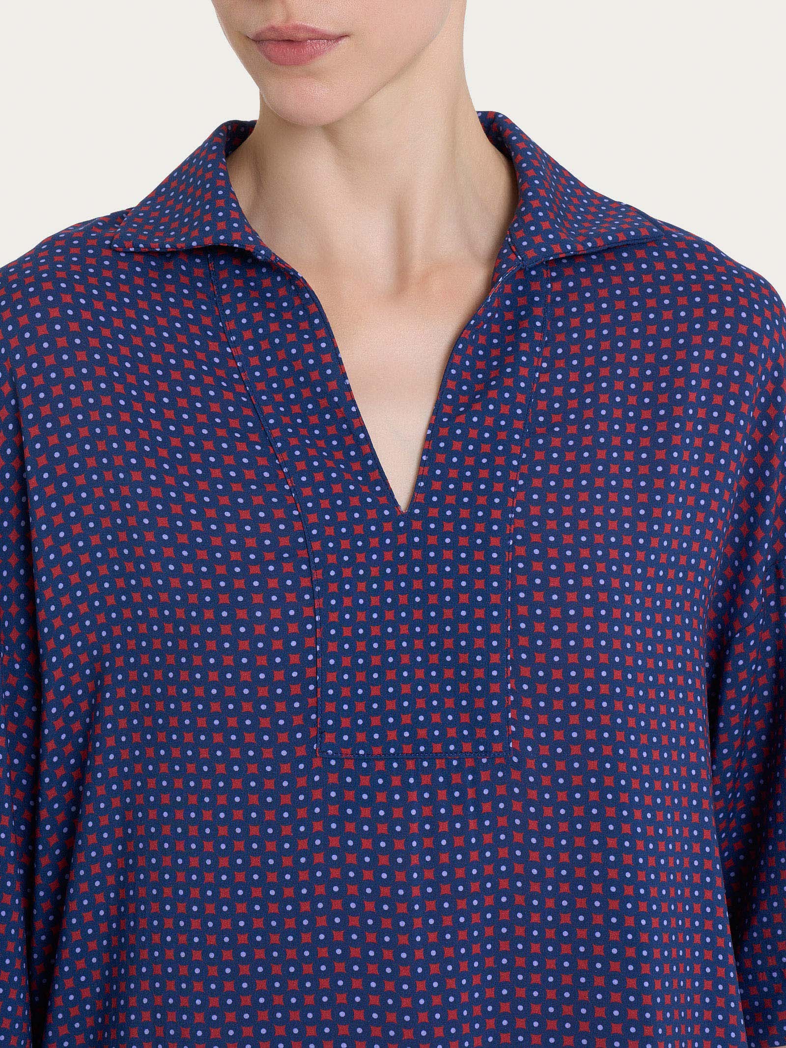Ragno EcoSeta Blusa Collo Camicia Fant. Salsa