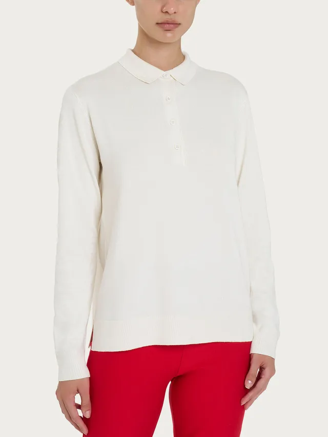 Ragno Four Seasons Polo scollo bottoni donna Avorio viscosa