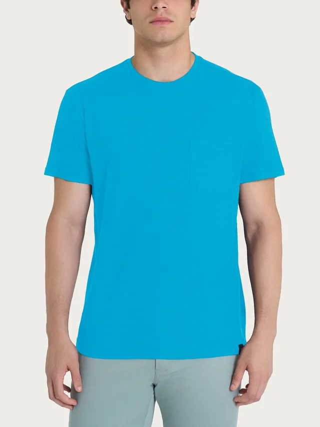 Ragno T-shirt Girocollo Taschino Azzurra Cotone