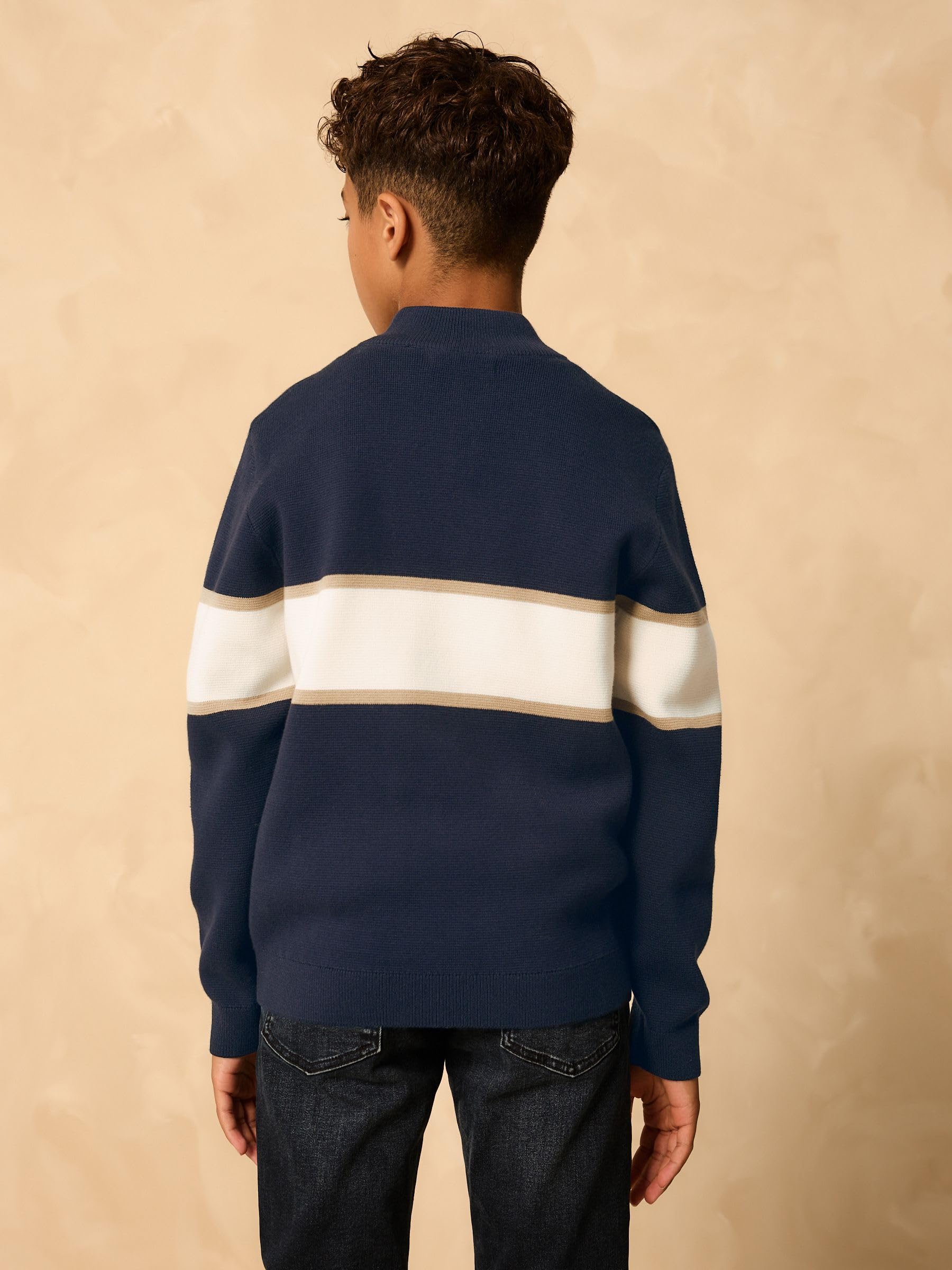 Next maglia blocchi colore zip bambino 110