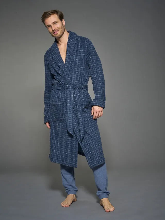 Ragno Vestaglia Lunga Cotton Eco Pile Fant. Indigo uomo