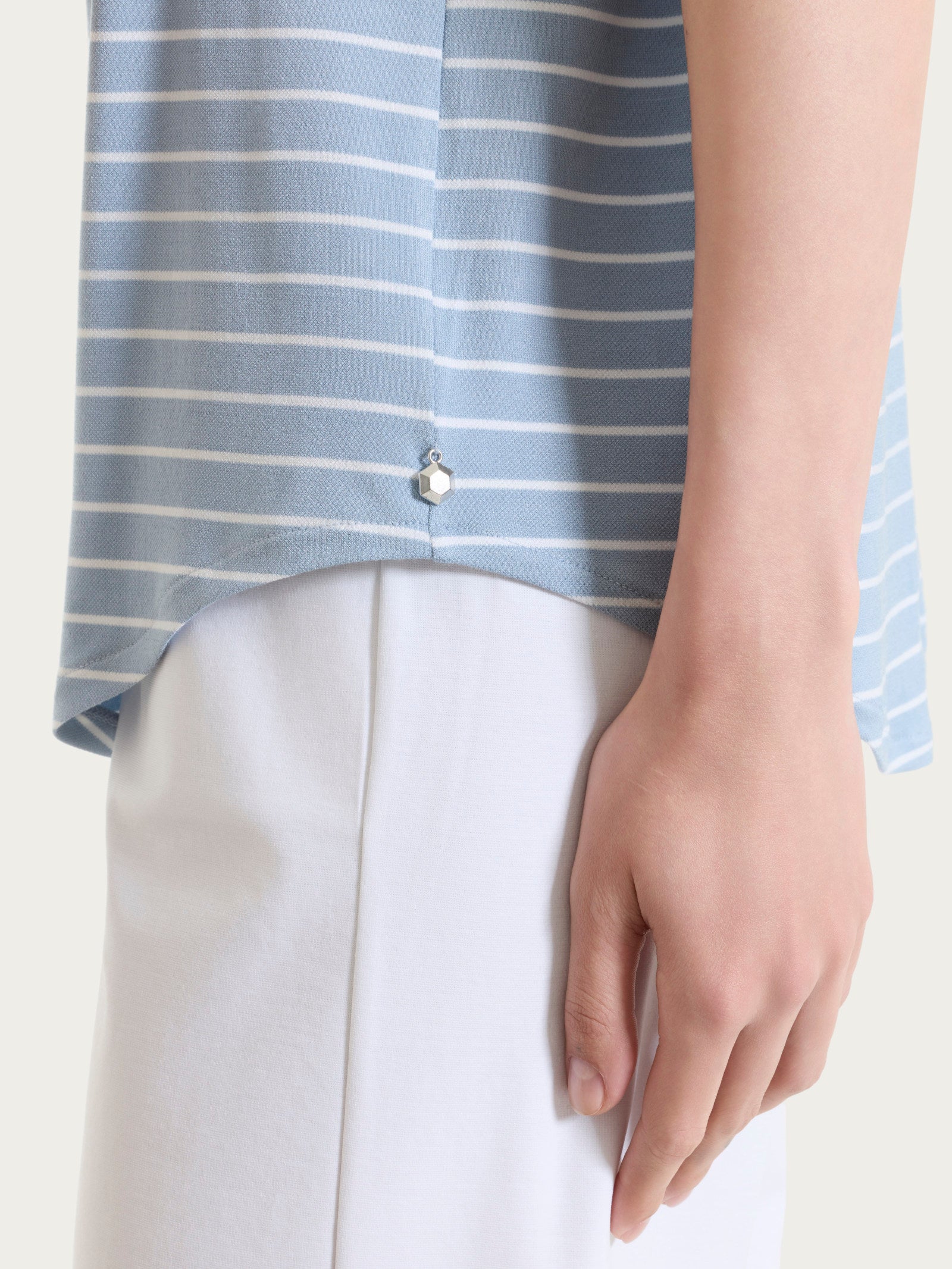 Ragno Summer Light Piquet Maglietta righe barchetta dusty blue