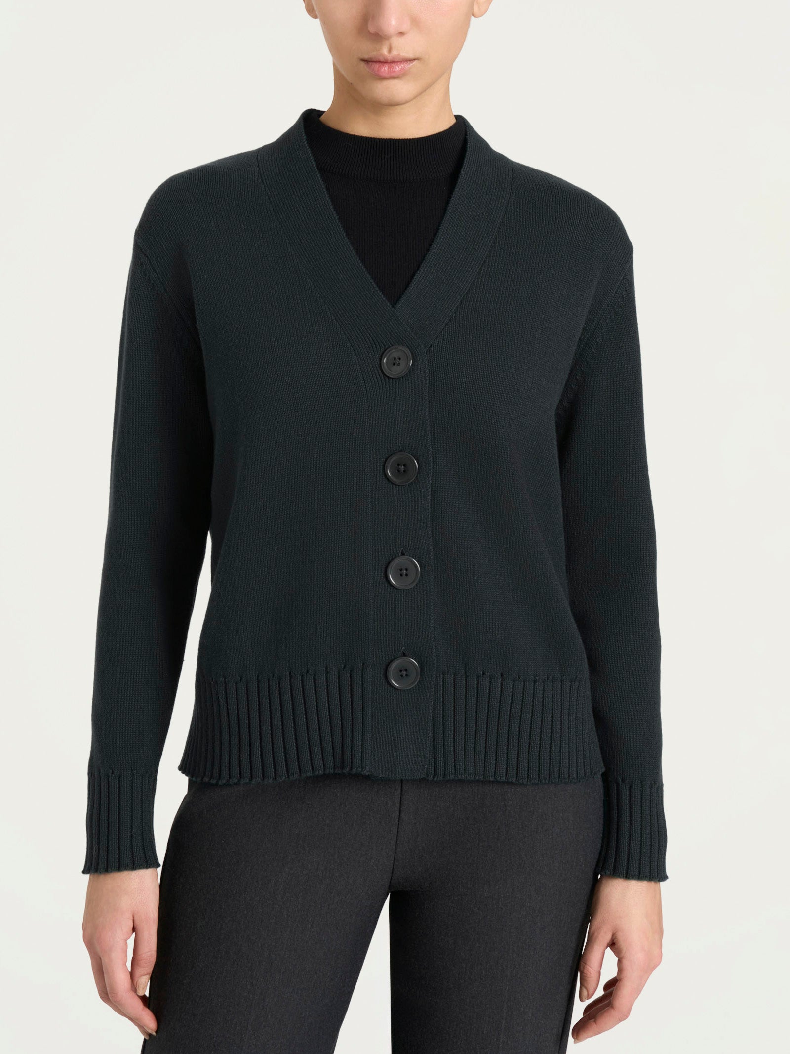Ragno Winter Cotton scollo a V bottoni cardigan Nero Mel. puro cotone