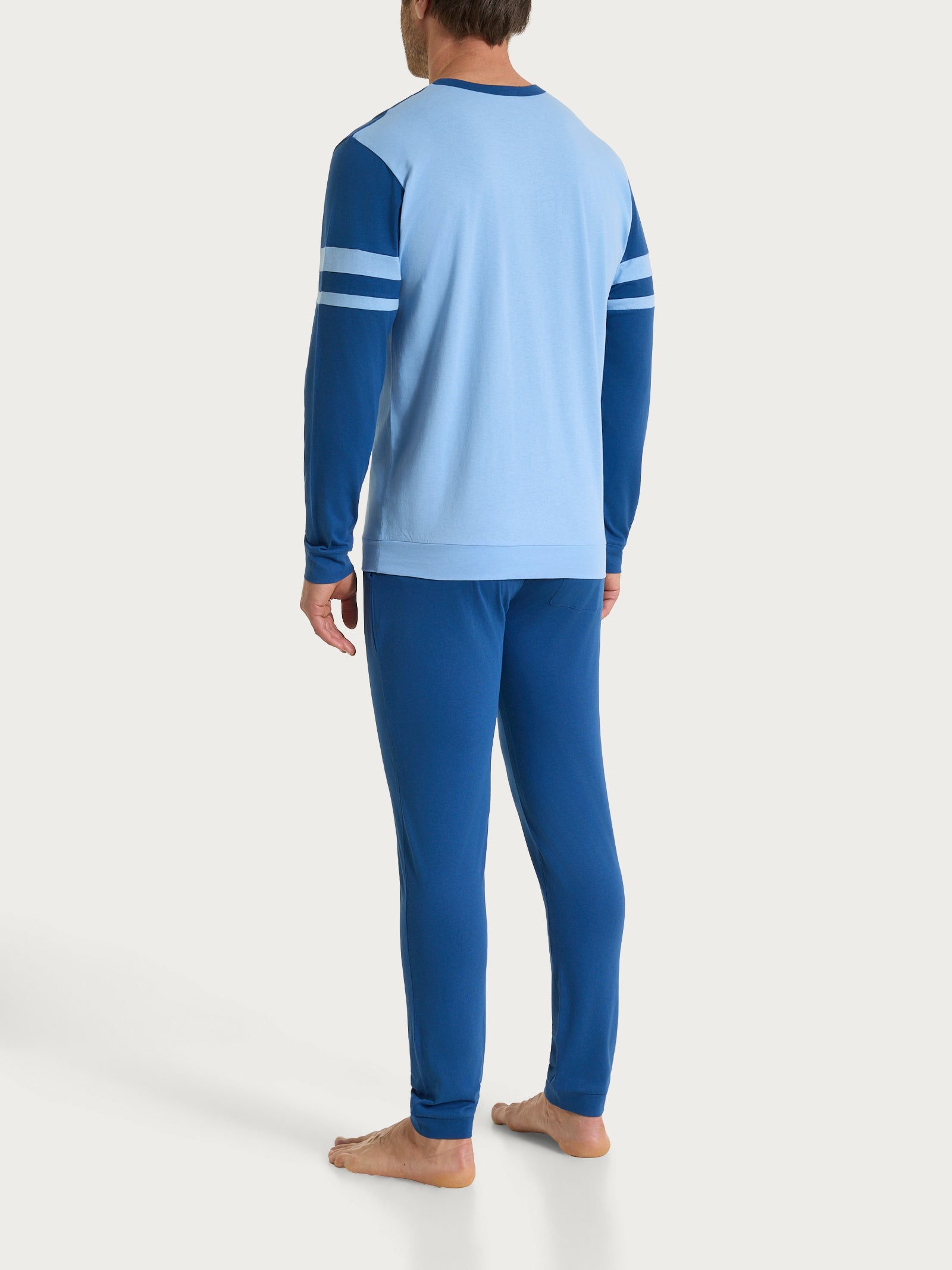 Ragno Jersey Cotone Pigiama Lungo Serafino uomo fantasia blue
