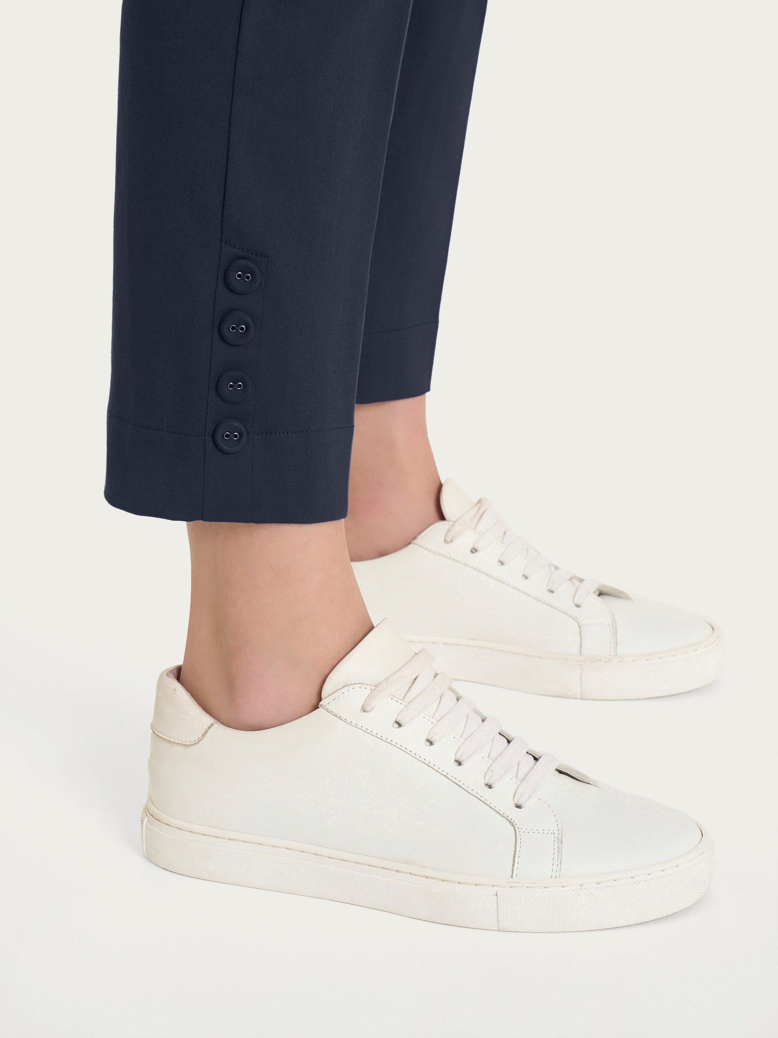 Ragno Satin Power pantalone capri con bottoni Bleu cotone