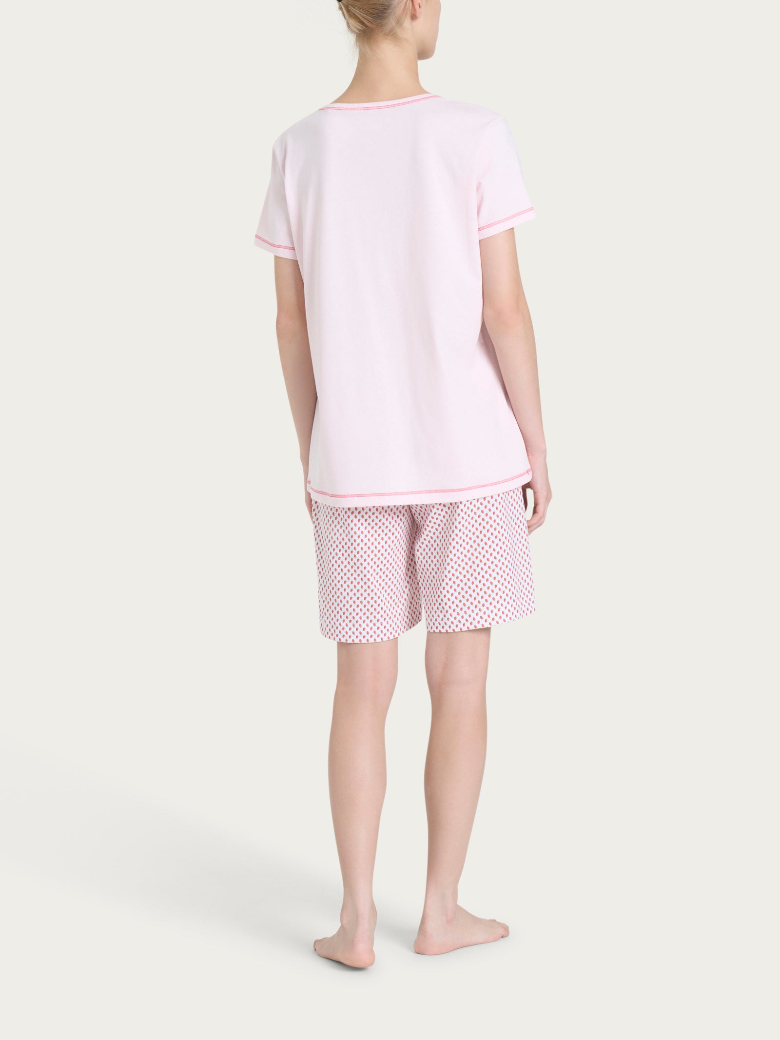 Ragno Jersey Cotone pigiama corto donna Bianco fragole