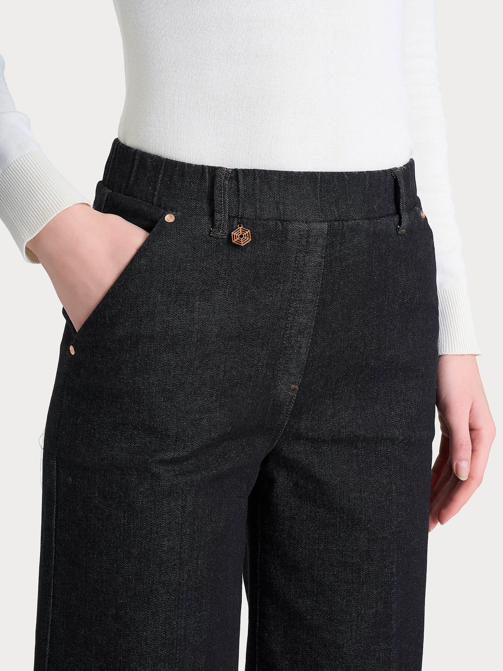 Ragno Heritage Denim Jeans Ampio Caviglia Nero Cotone