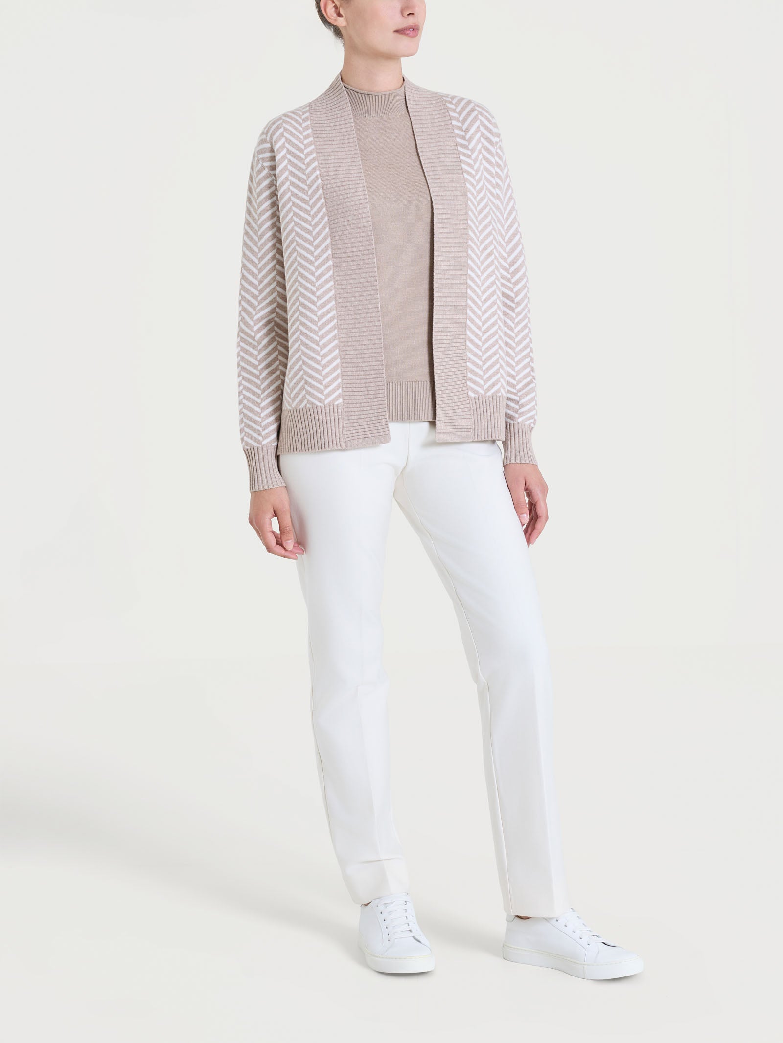Ragno Four Seasons Cardigan aperto spigato Cammello