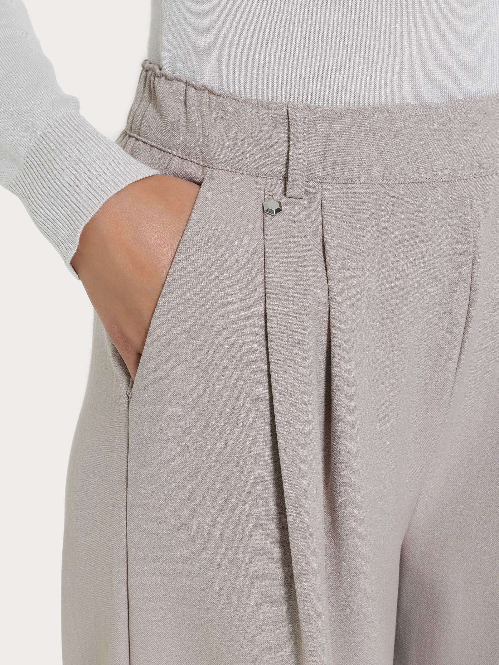 Ragno Flannel Twill pantalone palazzo con pinces Nude beige