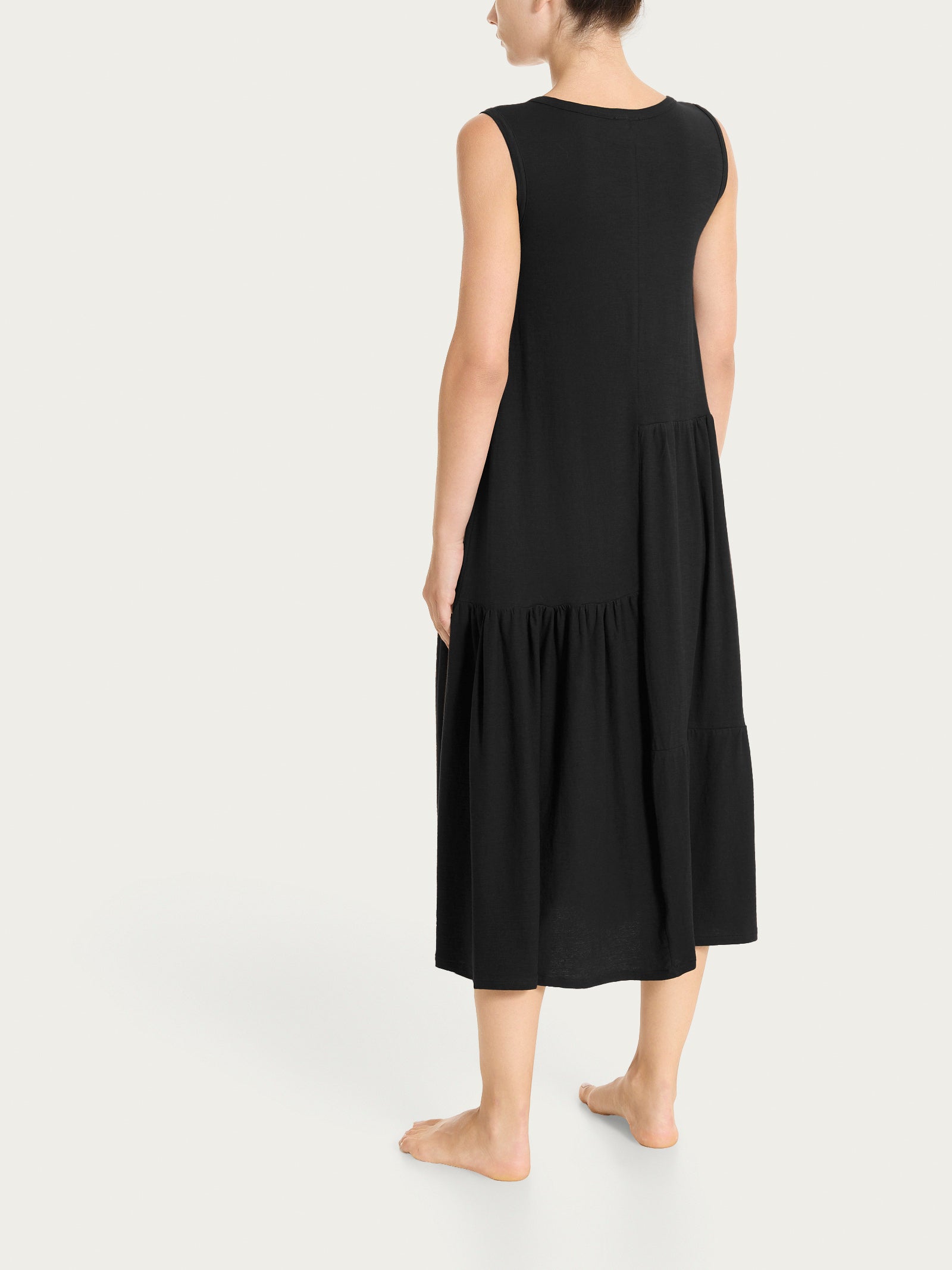 Ragno Beachwear vestito lungo balze Nero cotone