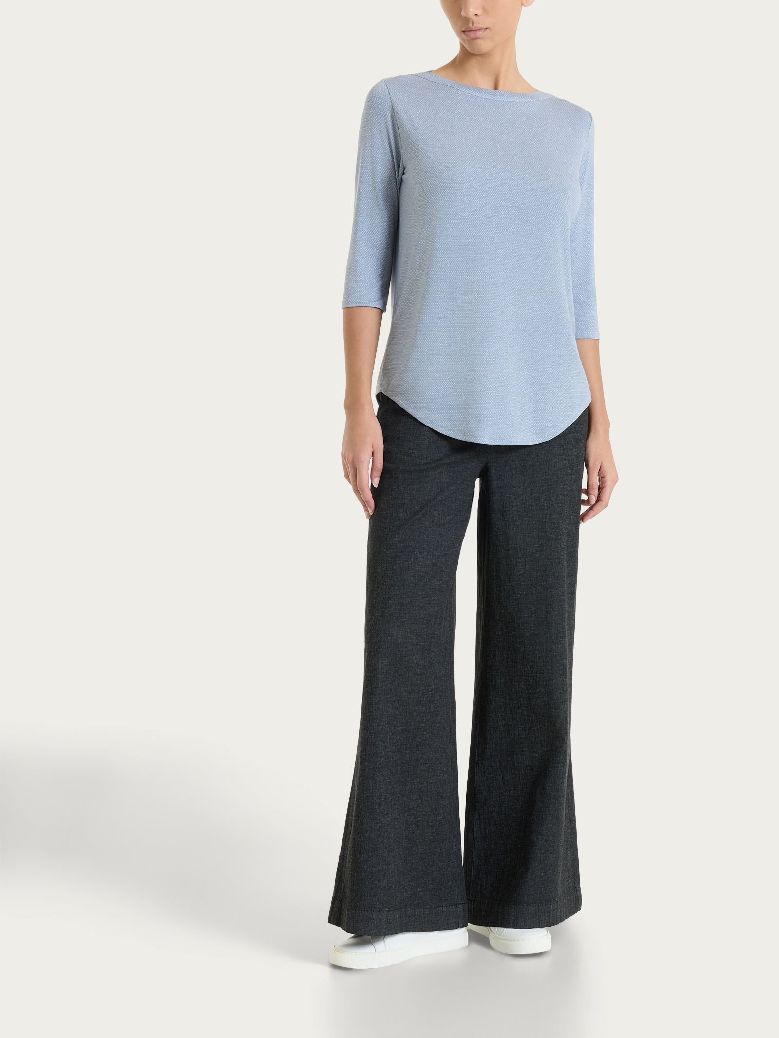 Ragno Super Denim Jeans a palazzo con tasche e vita piatta Gray Black