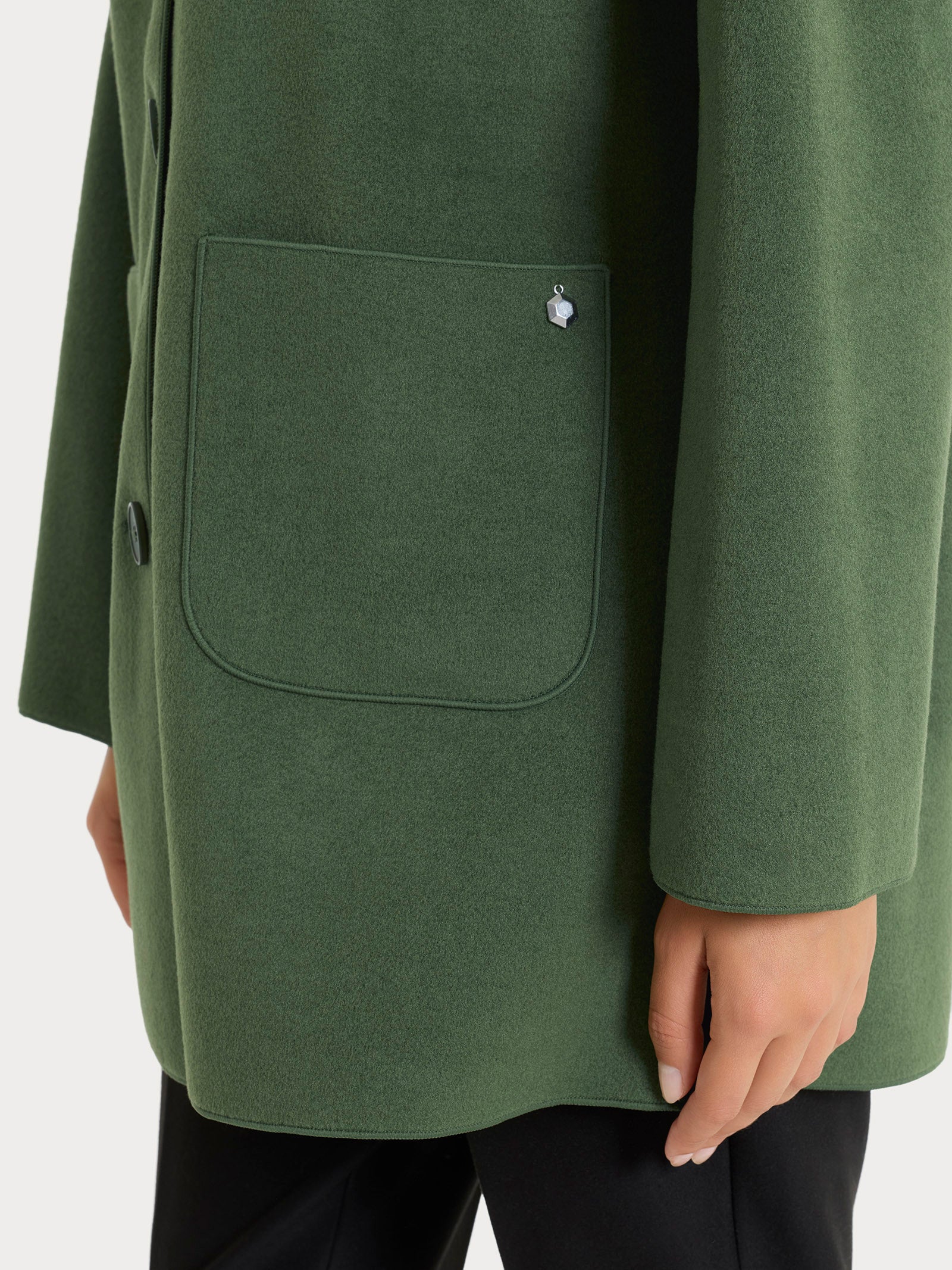Ragno Vegan Wool giaccone cappuccio Bronze Green donna caldo