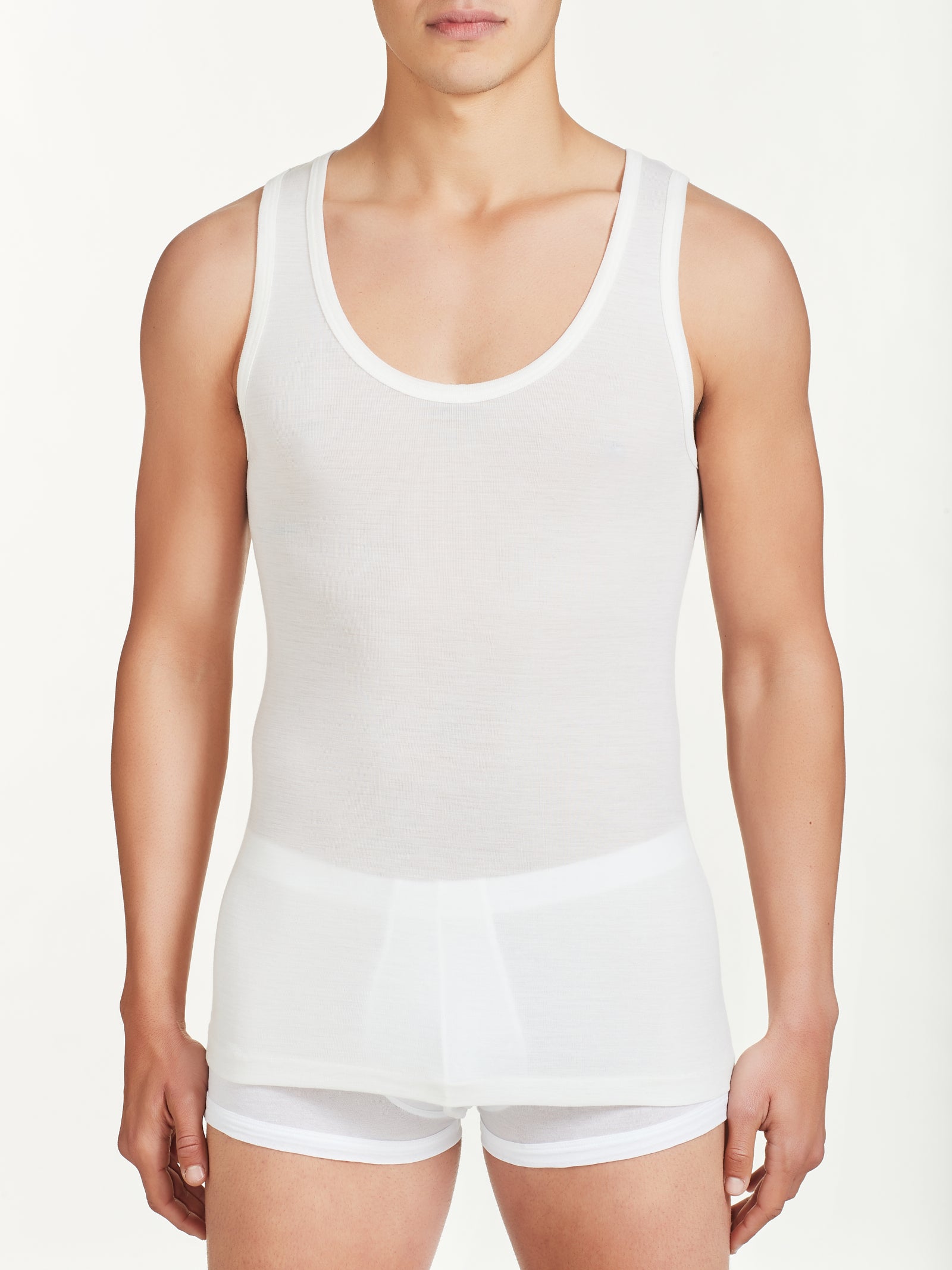 Ragno Wonderwool canottiera lana spalla larga bianco seta