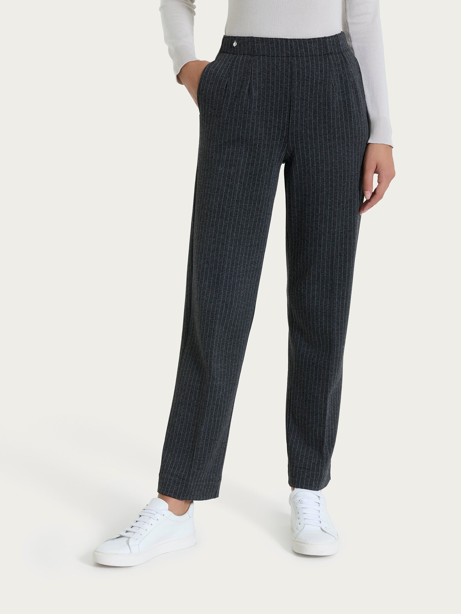 Ragno The Straight Leg pantalone gessato Fant.Oscuro Mel