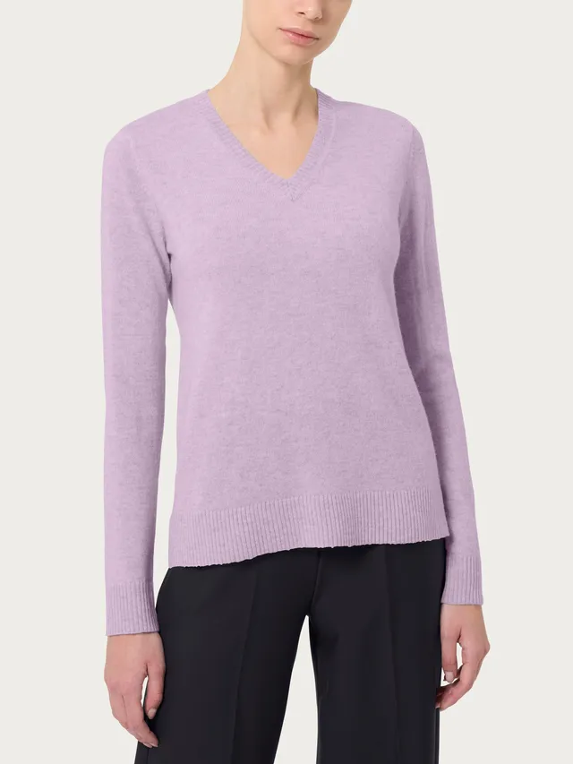 Ragno Scollo a V maglia cashmerino Orchid Petal