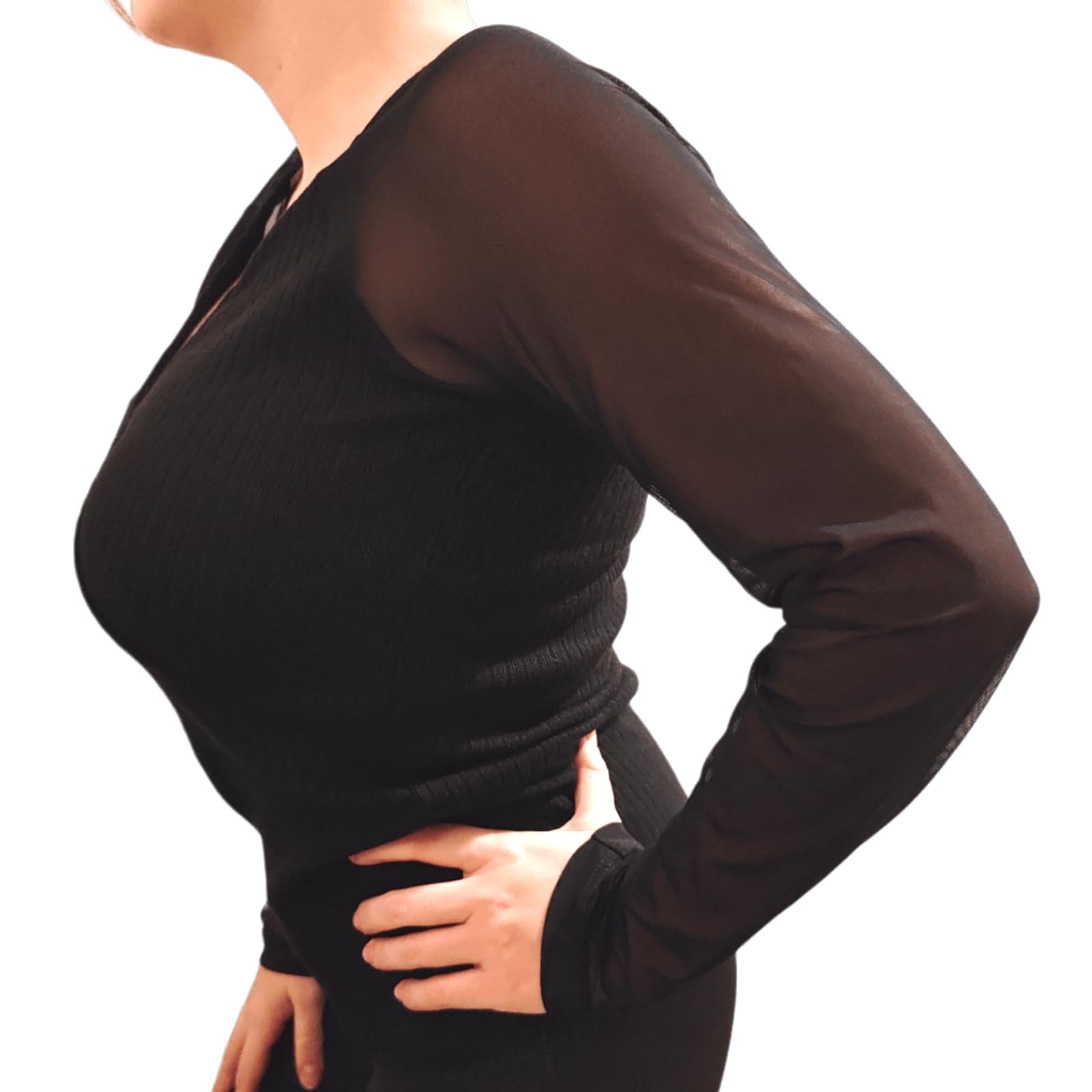 Lady C Maglia Sottogiacca Viscosa Maniche Tulle Elegante