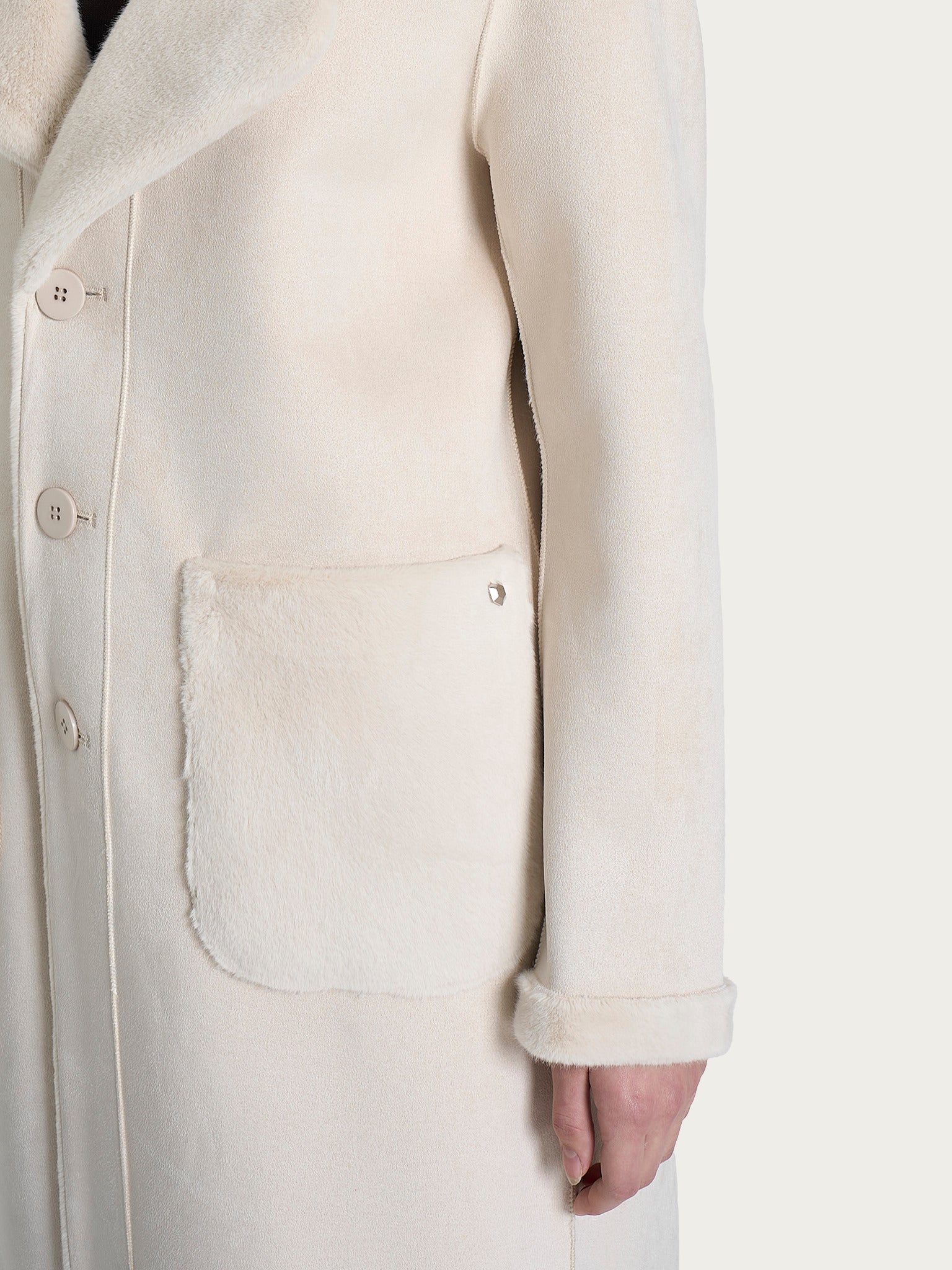 Ragno Vegan Shearling cappotto lungo double-face champignon