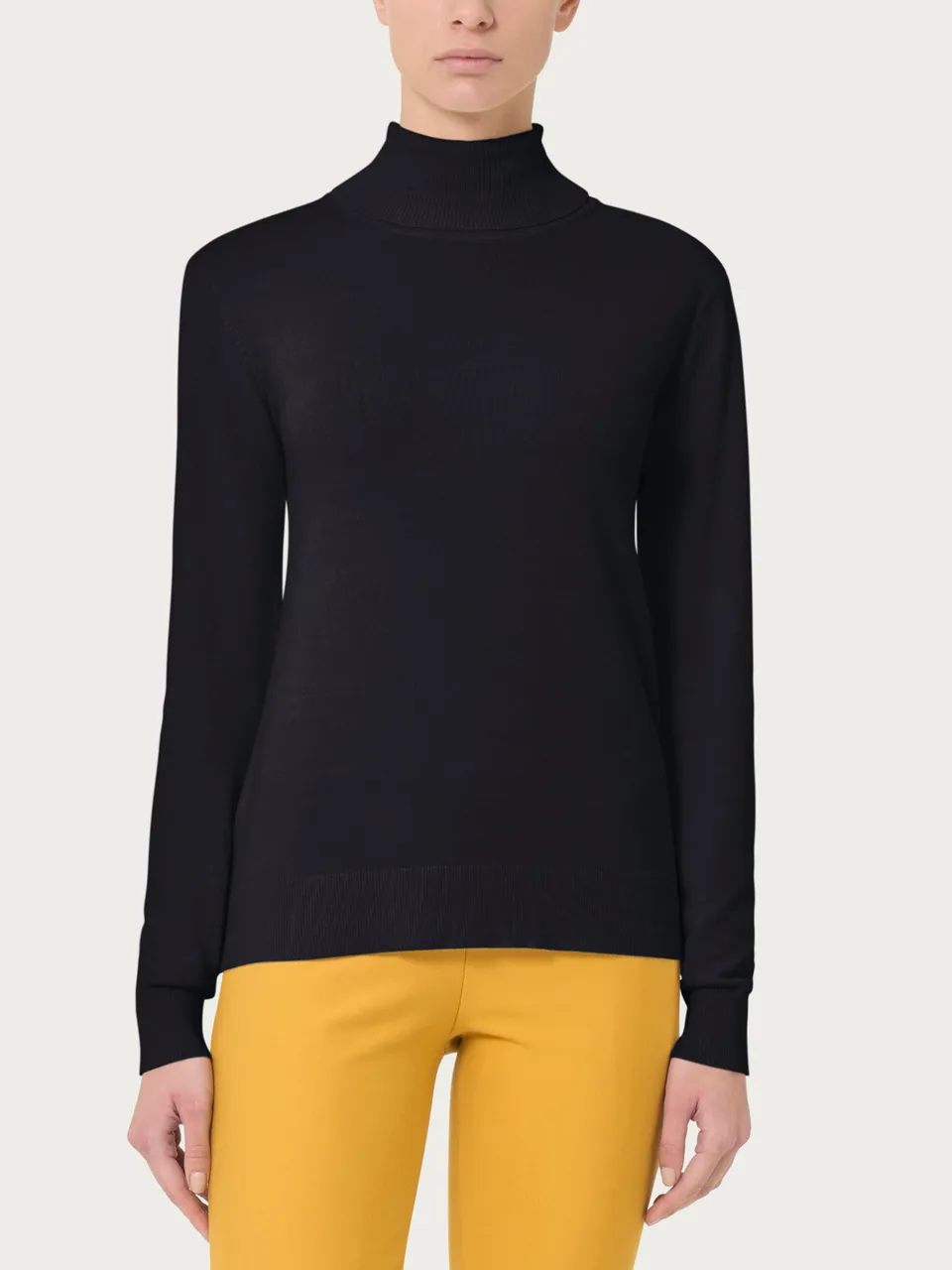 Ragno Four Seasons Dolcevita maglia nera misto viscosa