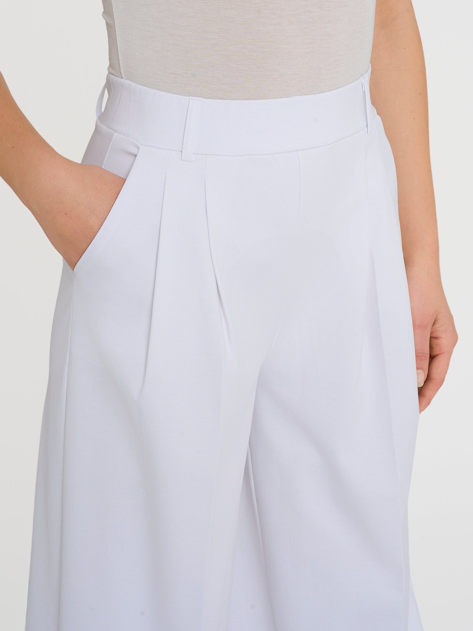 Ragno Compact Light The Wide Leg pantalone donna bianco