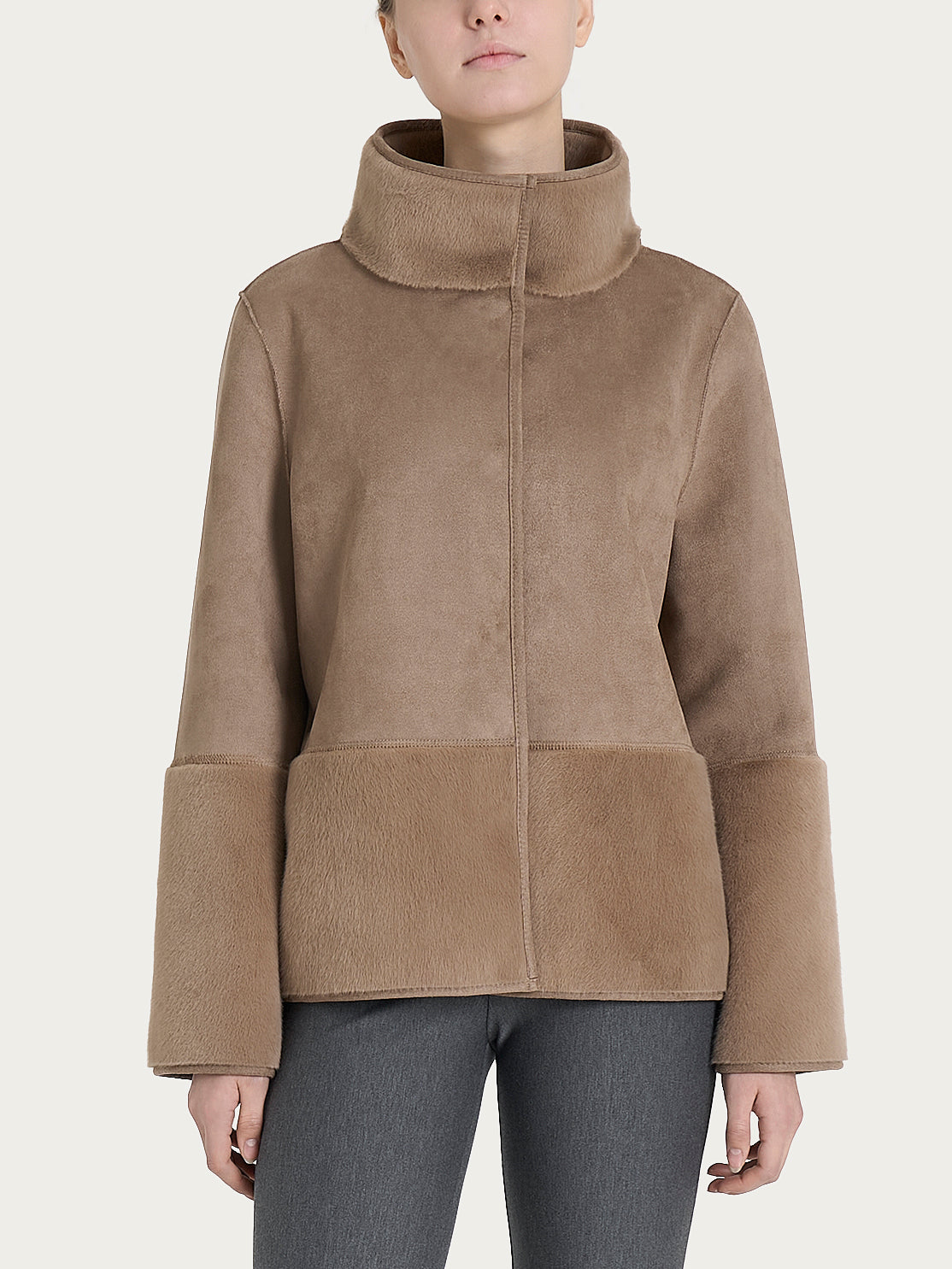 Ragno Vegan Shearling giacca corta double-face Pine Bark