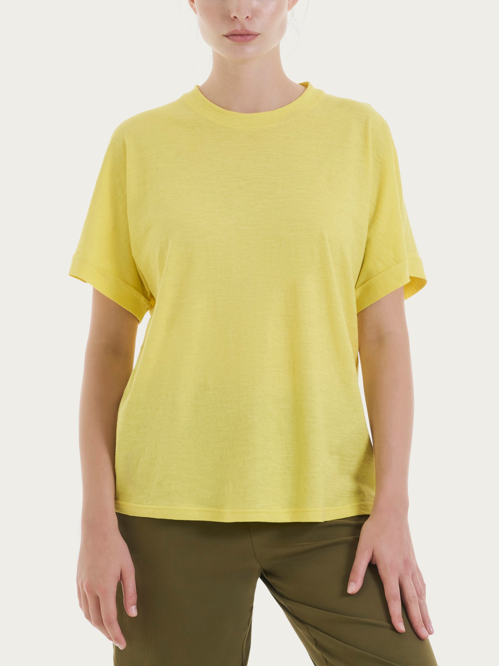 Ragno Slub Jersey Maglietta Donna Acacia Cotone Traspirante