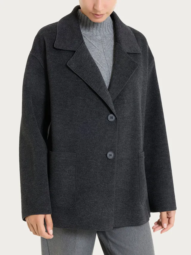 Ragno Vegan Wool Cappotto Caban Corto Oscuro Mel