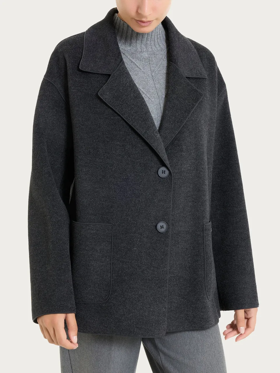 Ragno Vegan Wool Cappotto Caban Corto Oscuro Mel