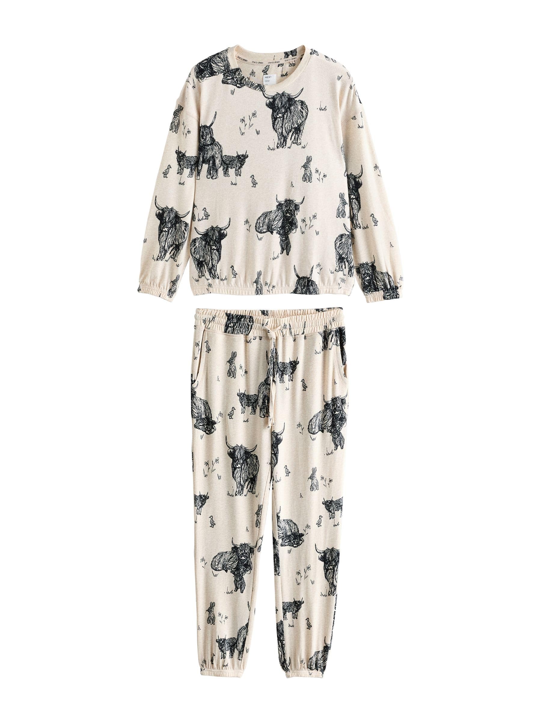 Geo Next Pigiama Donna Comodo Maniche Lunghe Cotone Taglia M