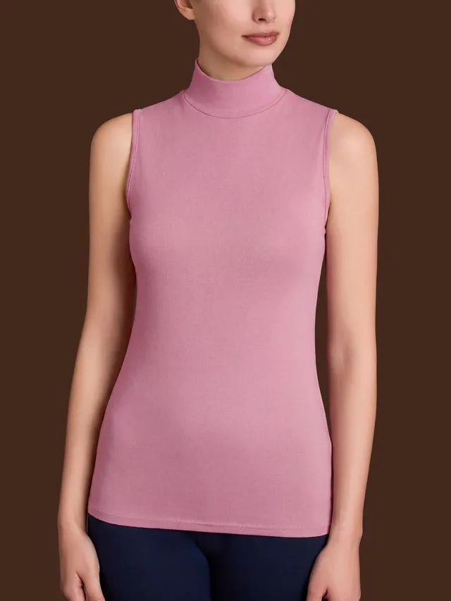 Ragno Thermo Cotton smanicato collo alto Lilas skinny