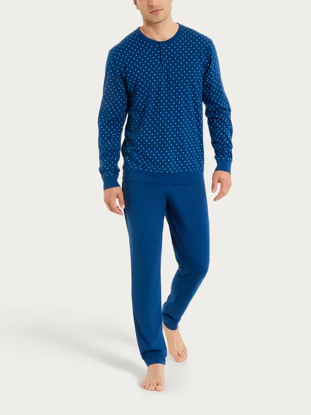 Ragno Jersey Cotone Pigiama serafino uomo navy peony