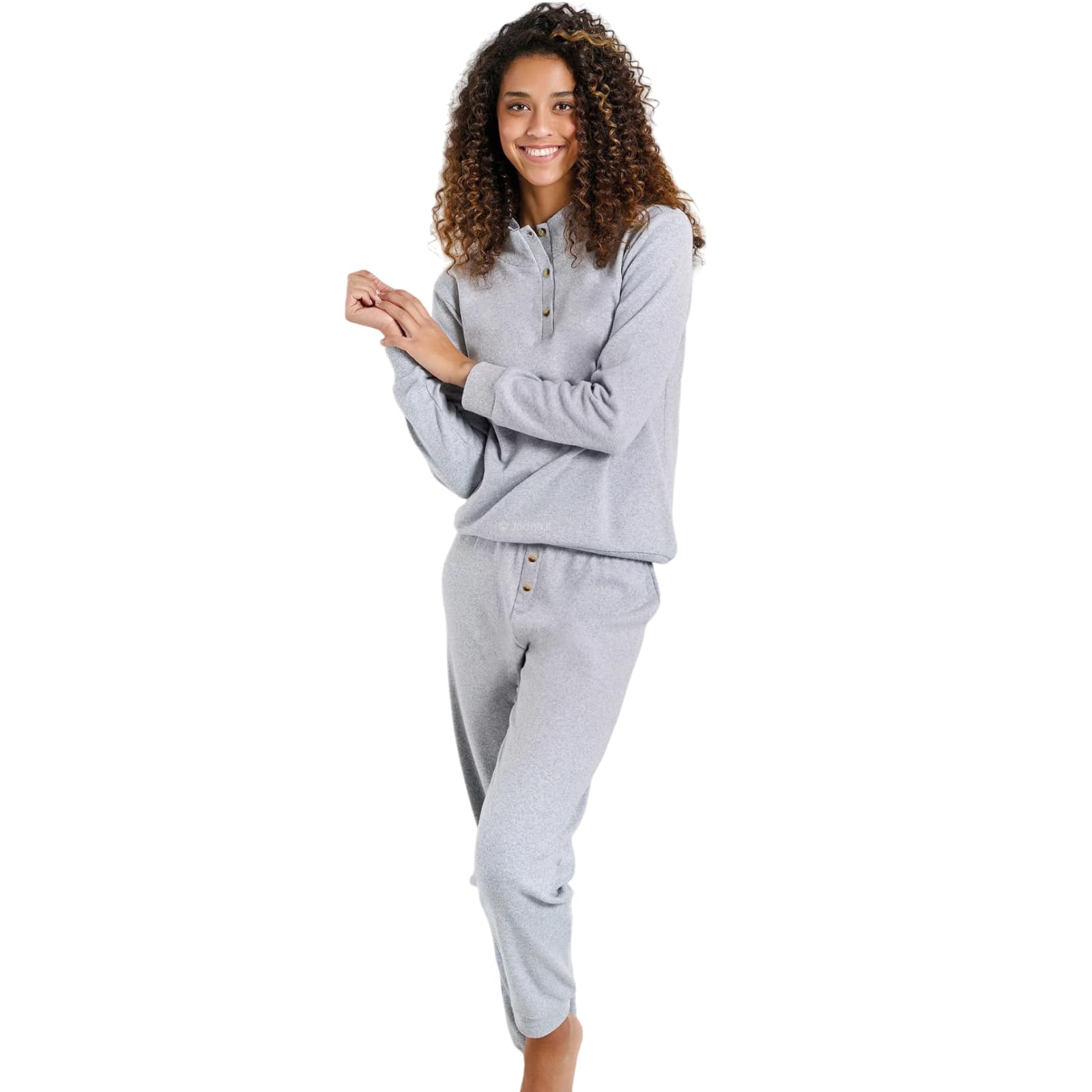 Lady C Pigiama Interlock Collo Alto Serafino cotone caldo