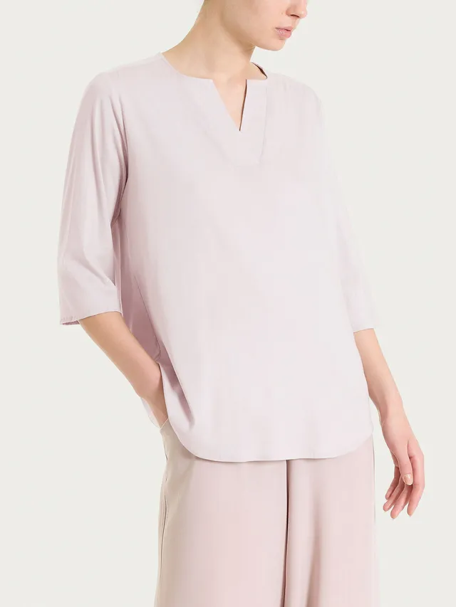 Ragno Voile Stretch blusa scollo a V lilla