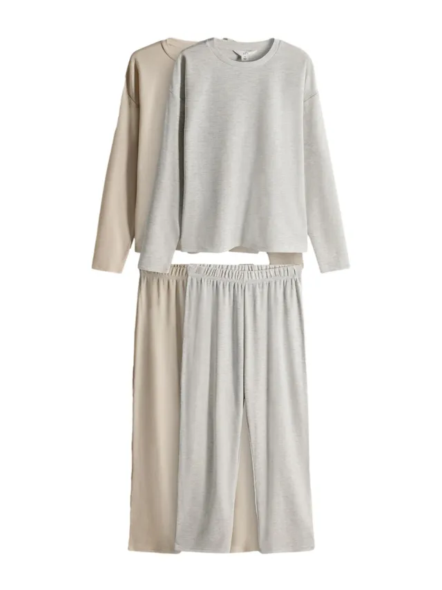 Geo Next The Set Pigiami Lunghi Nido d'Ape Donna x2
