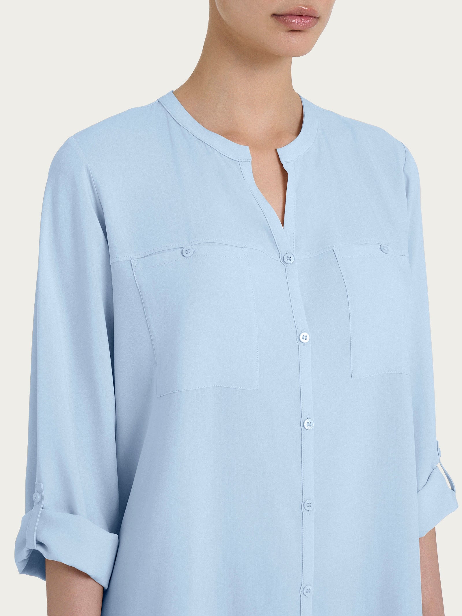 Ragno EcoSeta camicia coreana manica lunga skyway
