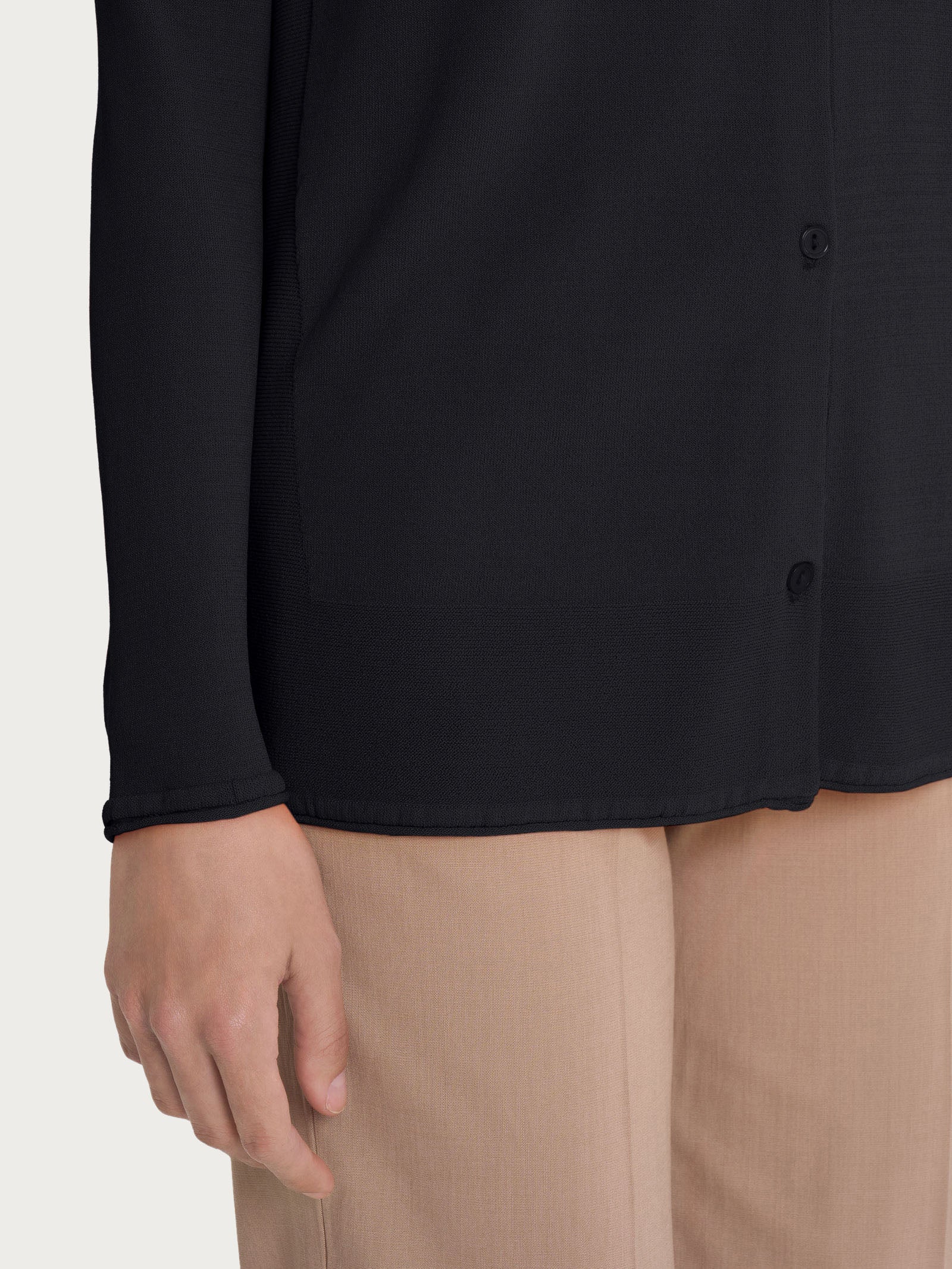 Ragno Cardigan Aperto Bottoni Crepe Viscosa Nero