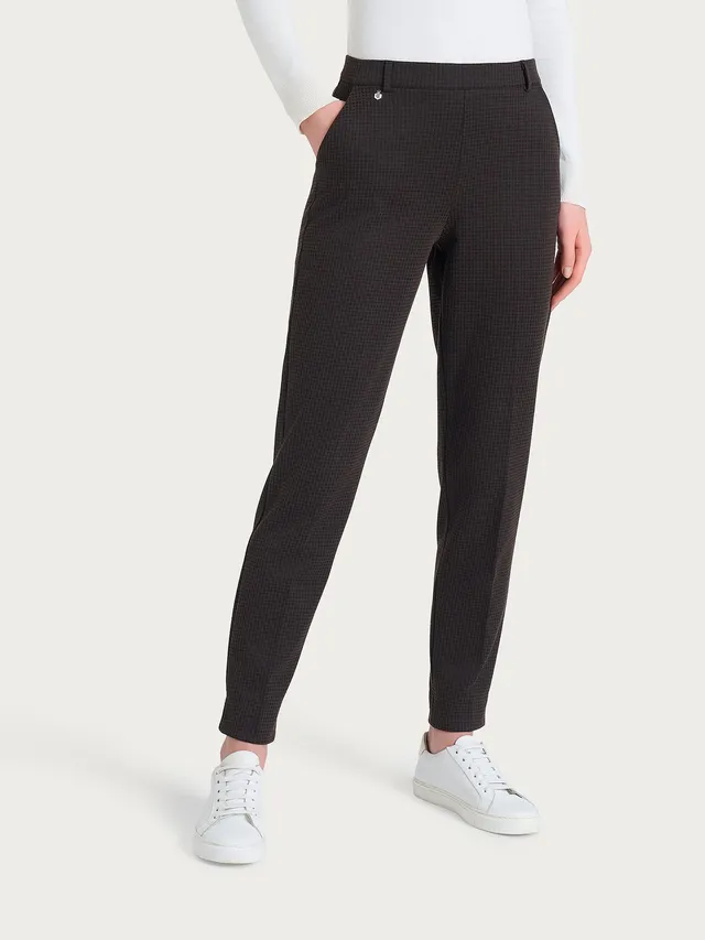 Ragno Eco Jacquard Pantalone Chino Slim Micro Check Chocolate Torte