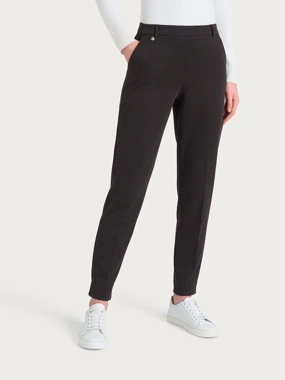 Ragno Eco Jacquard Pantalone Chino Slim Micro Check Chocolate Torte