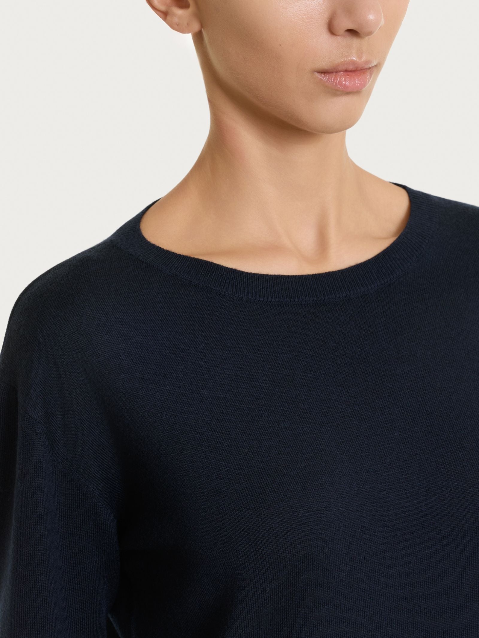 Ragno Merino Soft maglia scollo barchetta manica lunga bleu