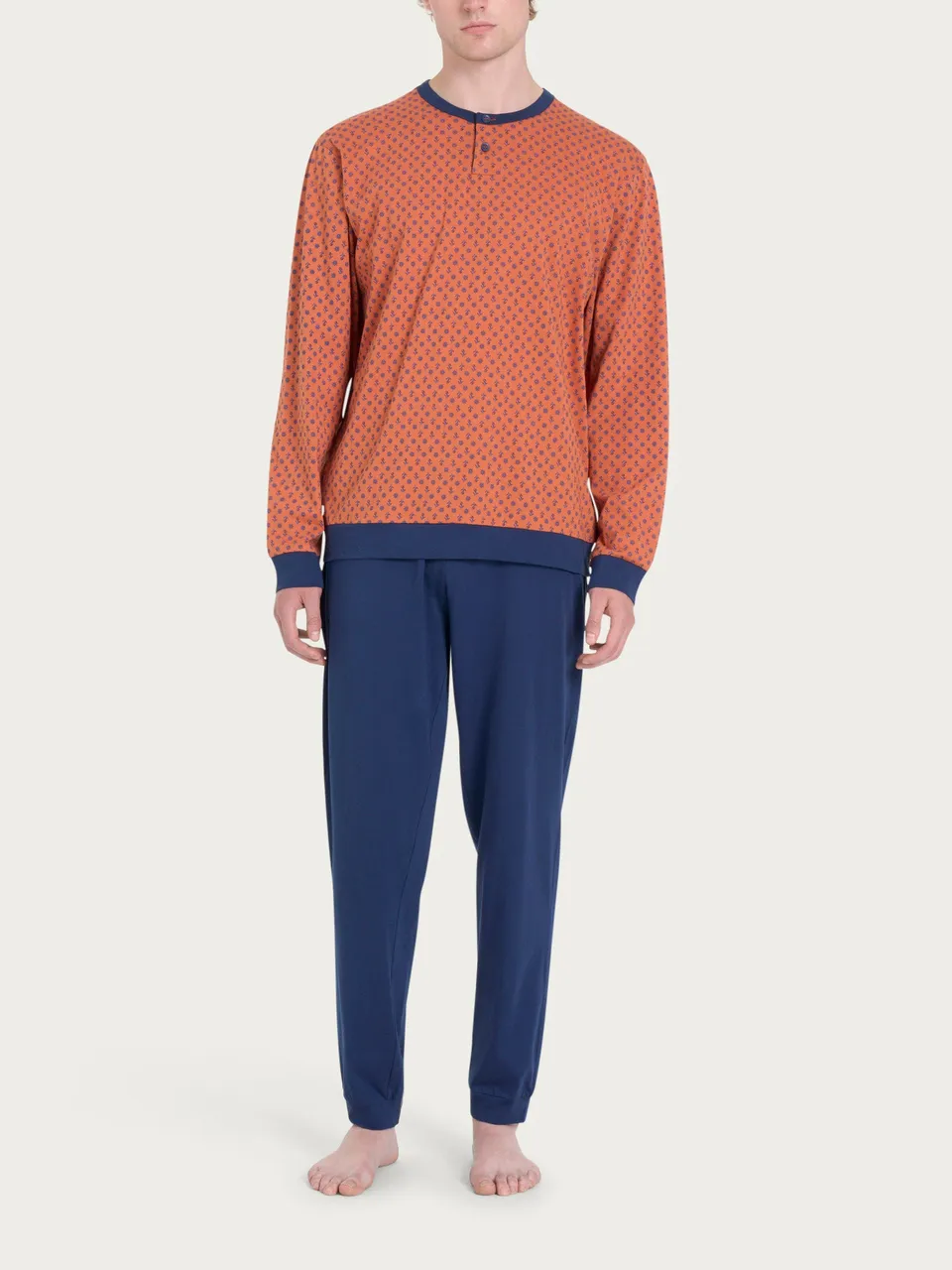 Ragno Pigiama Lungo Serafino cotone Fant. Mango Ancore jersey