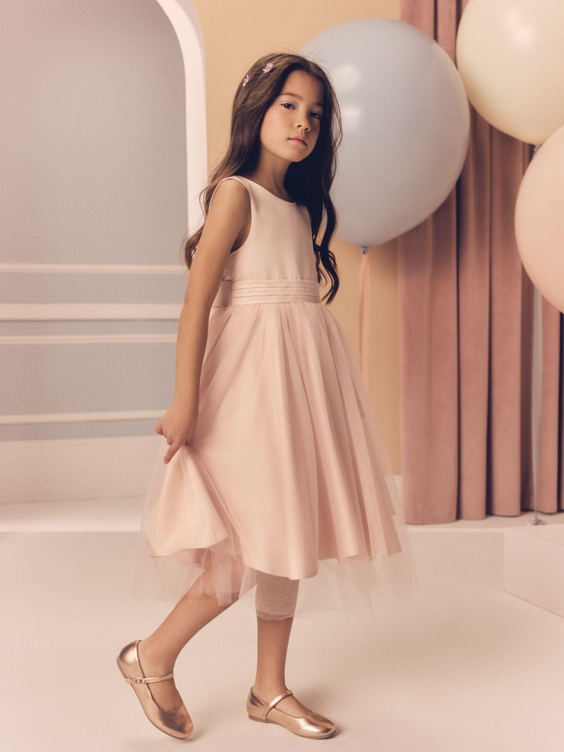 Next Abito Damigella Bambina Midi Tulle con Fiocco