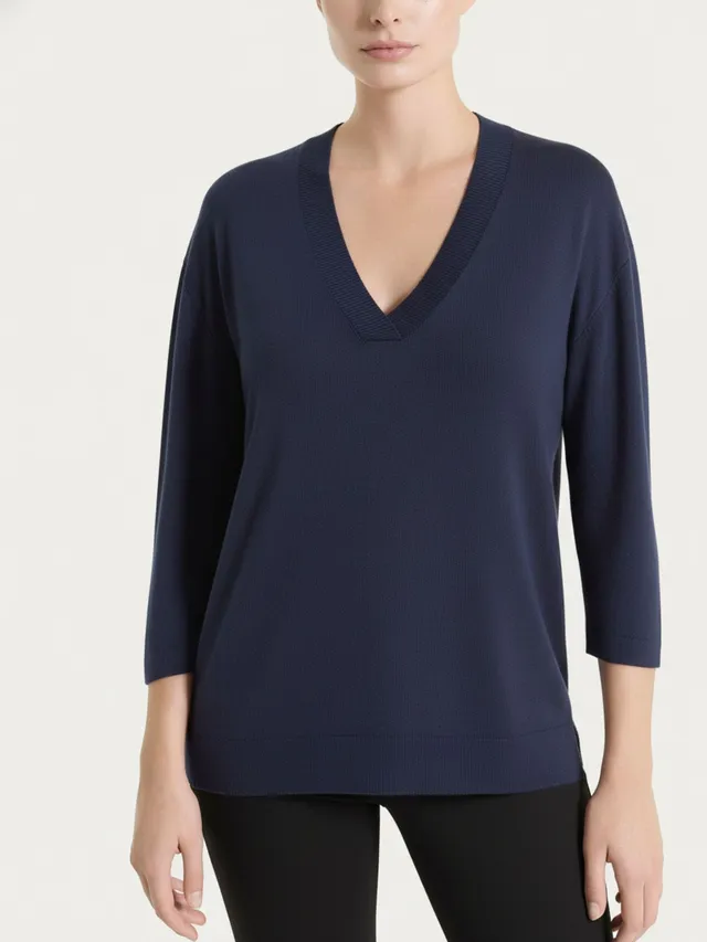 Ragno Summertime Maglia Scollo V Donna Blu Manica 3/4