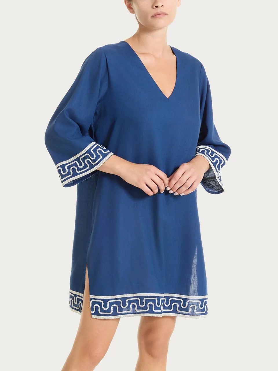 Ragno Beachwear abito corto mussola viscosa blu fantasia