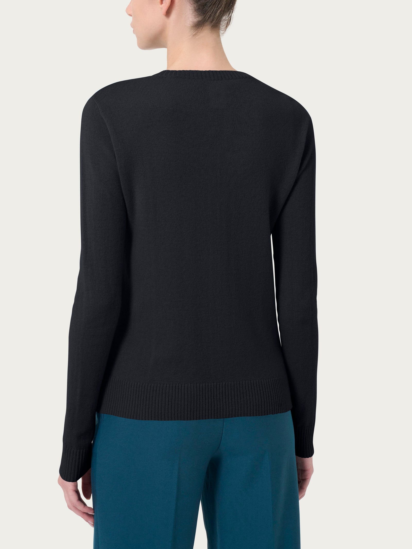Ragno Cashmerino maglia girocollo nero donna calda