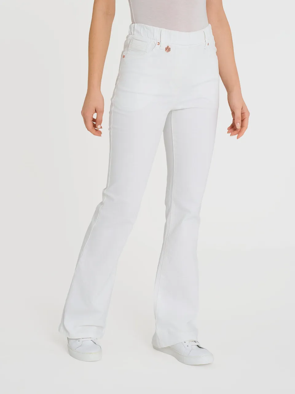 Ragno Super Denim jeans flare White tasche elasticizzati