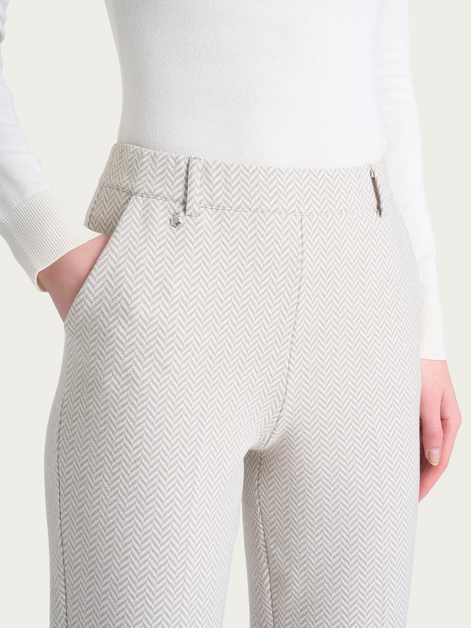 Ragno Compact pantalone dritto Fant.Avorio eco jacquard