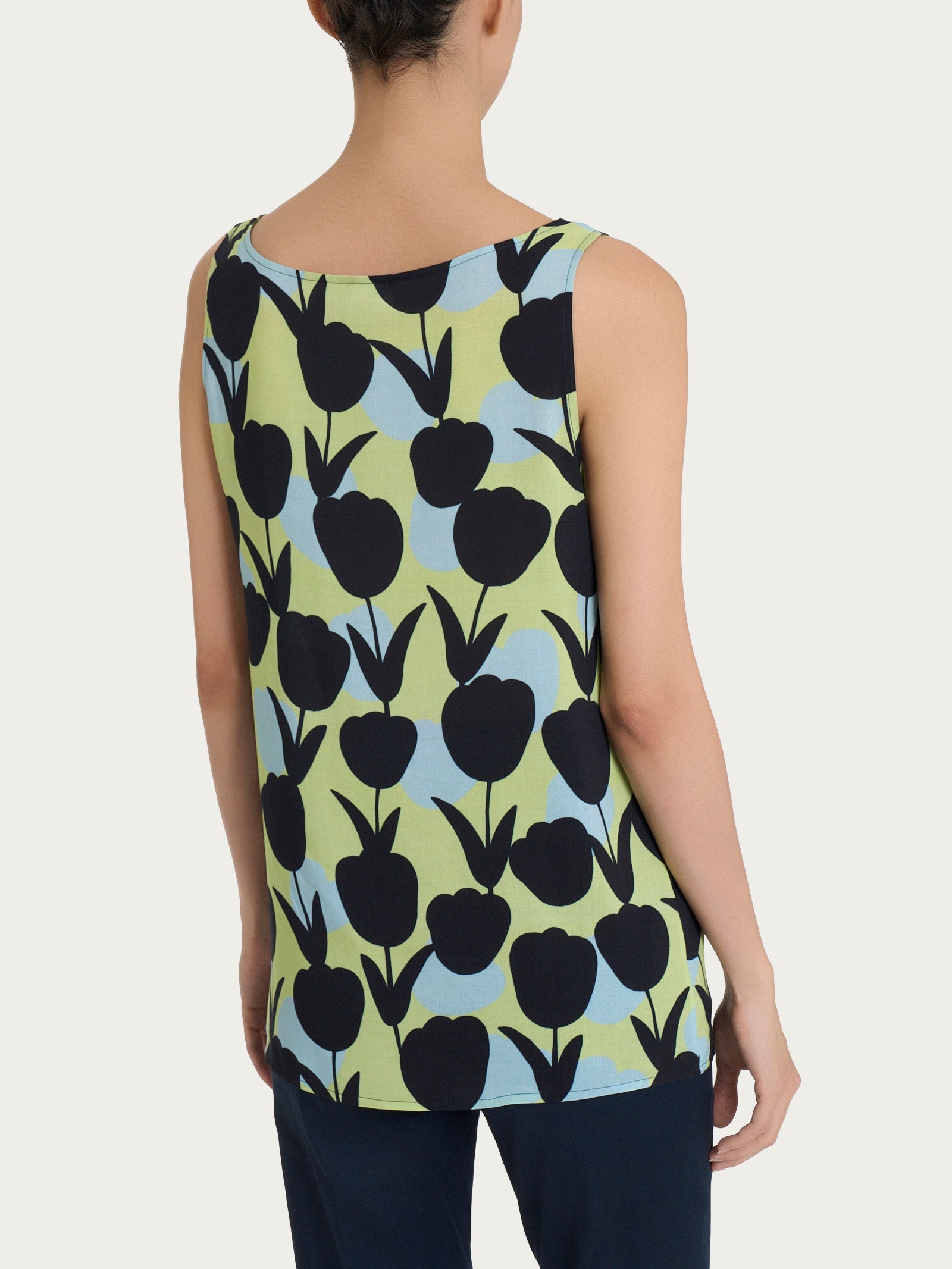Ragno Ecoseta top donna verde fantasia tulipani