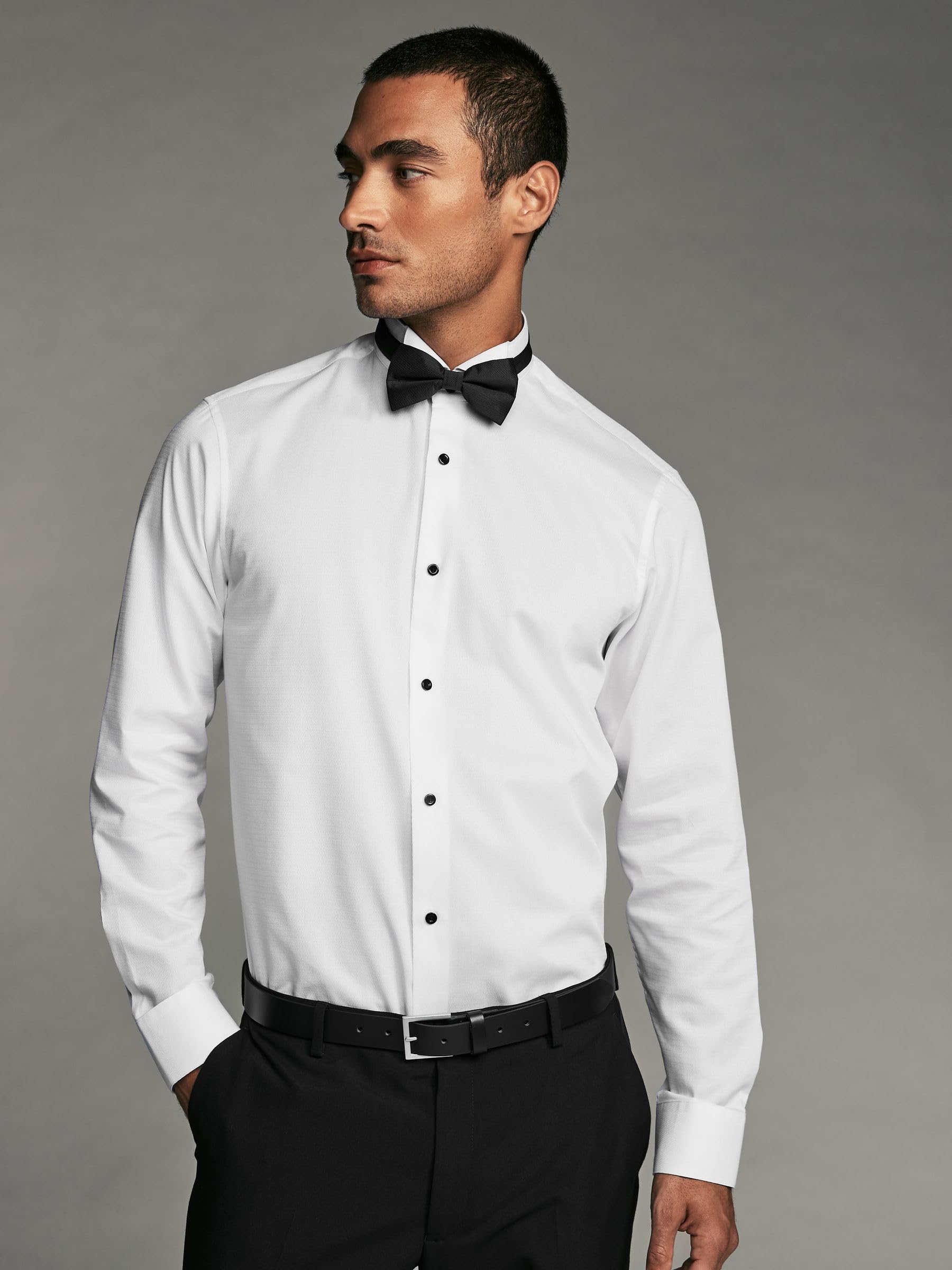 Next Camicia con Polsino Singolo camicia uomo regular con papillon
